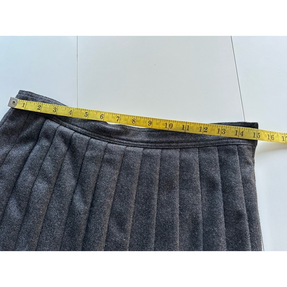 Vintage Valentino Pleated Skirt Gray Wool 44 Preppy Academia Career Office - Picture 8 of 12